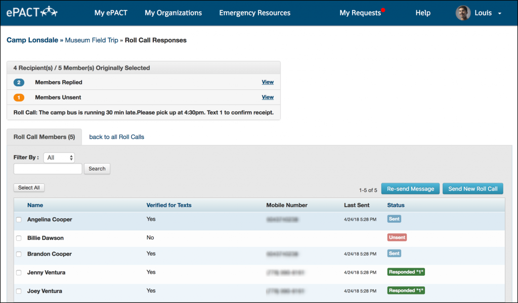 ePACT communication tools admin dashboard