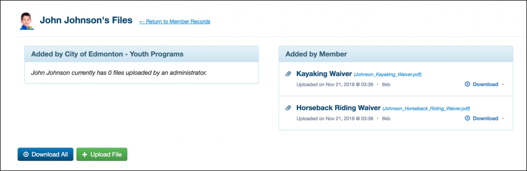 Shared Files Administrator View