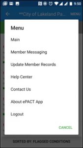 ePACT Admin App_Member Messaging_Menu