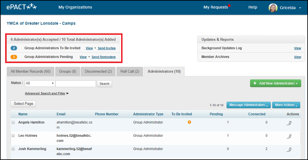 new in ePACT Managing Administrators