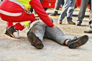 Medical Emergency_Construction Worker Checking on Fallen Man