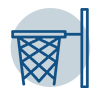 Line icon of a basketball hoop representing sports associations