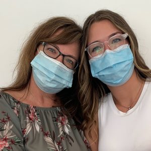 Kirsten and Emma with masks