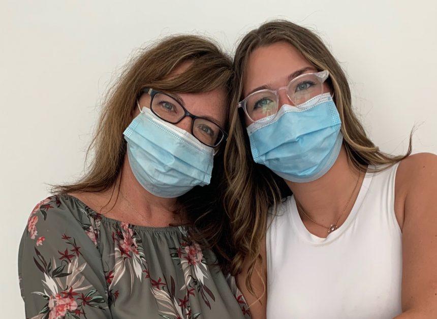 Kirsten and Emma with masks